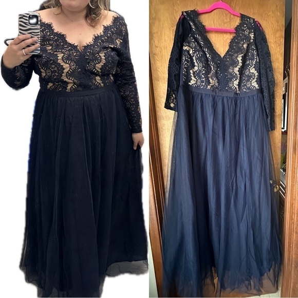 CITY CHIC Navy Blue Rare Beauty Maxi Dress Formal Black Tie Prom Size 16 NEW - Picture 1 of 5